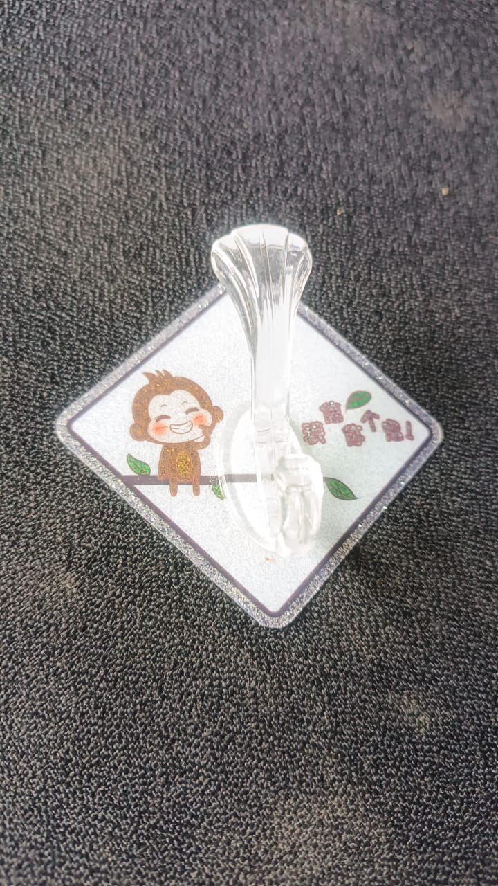Cute Cartoon Print Transparent Wall Hook with Self-Adhesive Back (1 Pc) Cute Cartoon Print Transparent Wall Hook with Self-Adhesive Back (1 Pc)